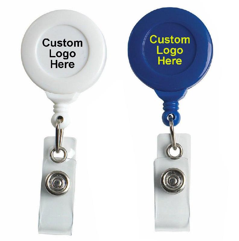 1 1/4 Retractable Badge Holder With 1 Color Imprint On White