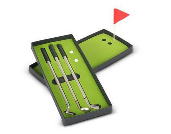 7 3/4" Ã 5/16" Ã 5/16" Golf Ball-point Pen Sets With A Gift Box