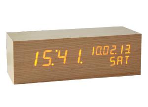 Solid Wood Orange LED Wooden Table Clock Calendar wholesale, custom printed logo