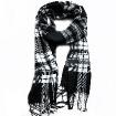 Grid Printing Scarf With Fringe
