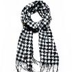 Grid Printing Scarf With Fringe