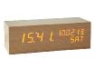 Solid Wood Orange LED Wooden Table Clock Calendar
