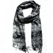 Grid Printing Scarf With Fringe