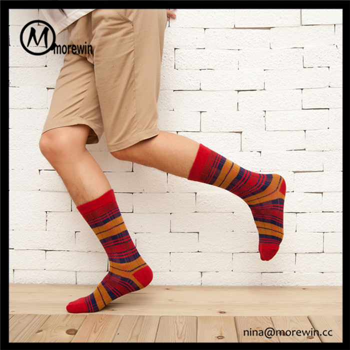 Morewin Men's Custom Stripe Socks Colored Dress Socks Custom Made Socks