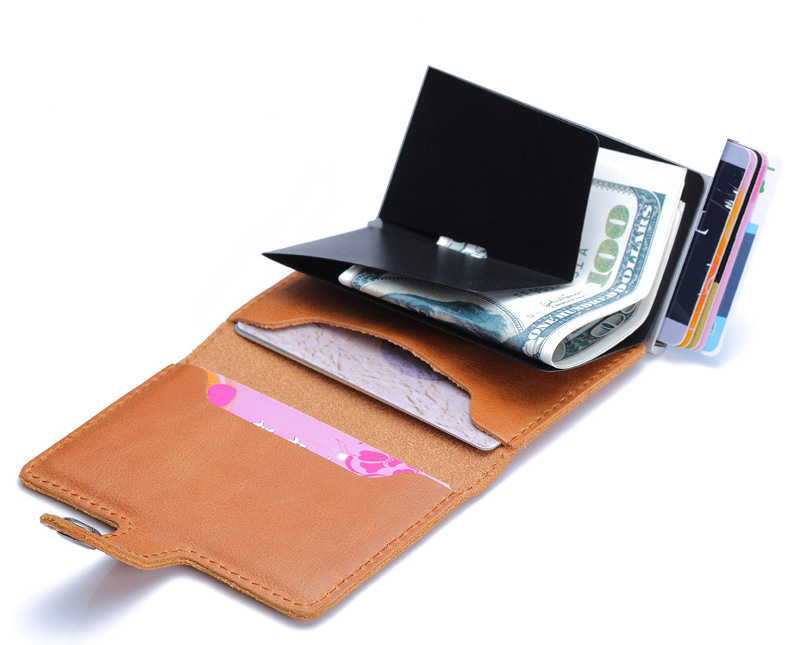 Genuine Leather Pop Up Card Wallet (RFID Blocking)