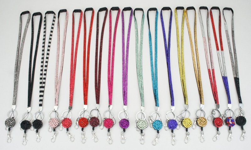 Neck Bling Lanyard Retractable ID Badge Reel Crystal Rhinestone Phone Key  Holder