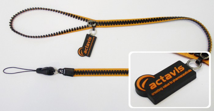 Zipper Lanyard With A Custom PVC Logo Pull