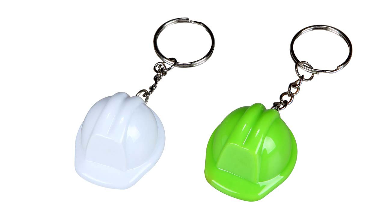 Plastic Helmet Key Chain 1 3/8 X 1 1/2 X 7/8 - Promotional Gifts