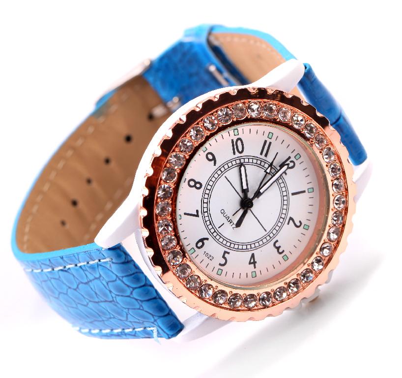 Leather Rhinestones Quartz Watch For Lady