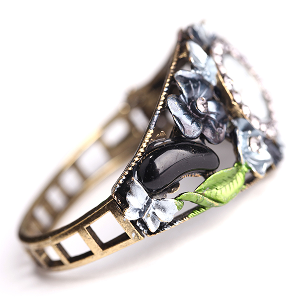 Stylish Flower Rhinestone Bangle Watch For Women