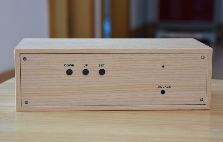 Solid Wood Orange LED Wooden Table Clock Calendar