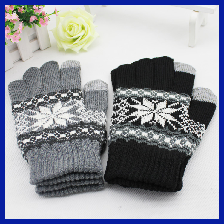 Morewin Brand Multi-color Snowflake Jacquard Winter Warm Touch Glove