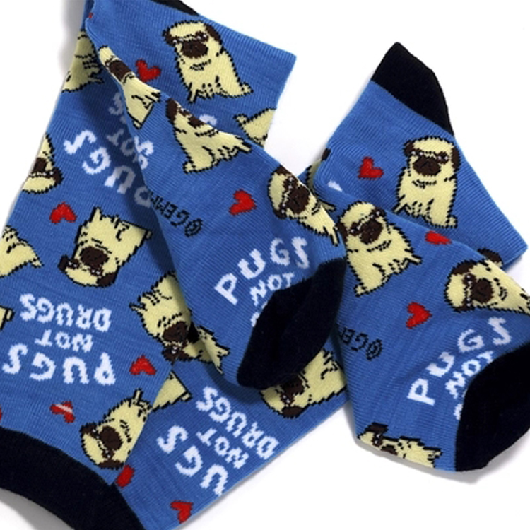 China Make Your Own Design Angry Pug Design Cotton Happy Men Tube Socks