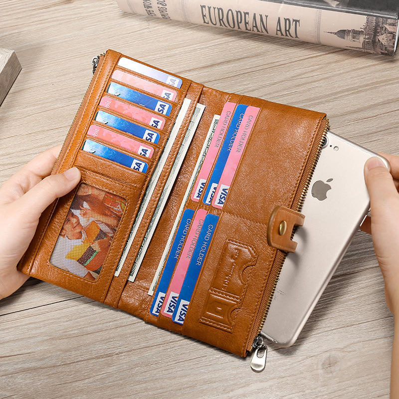 Genuine Cowhide Leather Wallets for Women, RFID Blocking, Wholesale