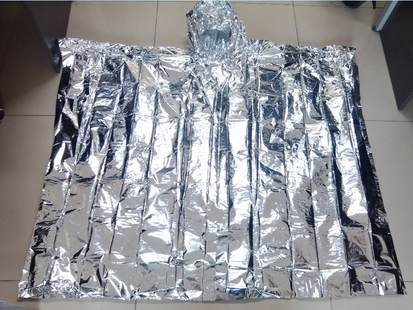 Emergency disposable gold foil poncho 