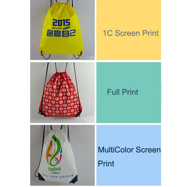 Custom 120D Polyester Drawstring Backpack With 4 Colors Imprinted Logo