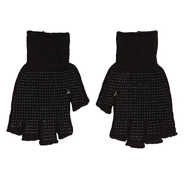 Yhao Brand Acrylic Knit Half Finger Working Glove With LOGO PVC Dots Pri