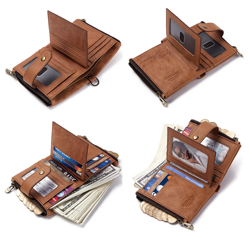 RFID Blocking Top Cowhide Leather Wallet For Men