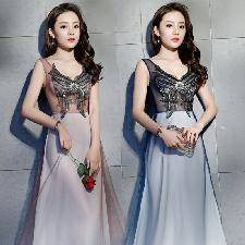 Sexy Long A-Line Real Silk Night Club Dress Floral Embroidery Lace wholesale, custom logo printed