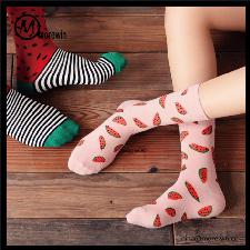 Morewin Fruit strawberries girl's tube sock factory wholesale, custom printed logo Morewin Fruit strawberries girl's tube sock factory wholesale, custom printed logo