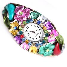 Stylish Flower Rhinestone Bangle Watch For Women wholesale, custom printed logo Stylish Flower Rhinestone Bangle Watch For Women wholesale, custom printed logo