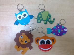 Animal-shape PVC Keyrings(lion, fish, elephant, monkey and owl) wholesale, custom printed logo