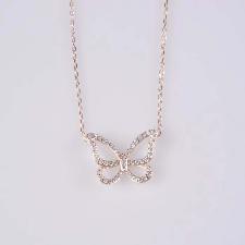 Butterfly Sterling Silver Cubic Zirconia Necklace wholesale, custom printed logo