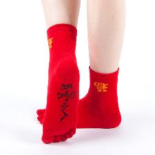 Morewin Red Cotton Five Toe Five Fingers In Tube Socks wholesale, custom printed logo Morewin Red Cotton Five Toe Five Fingers In Tube Socks wholesale, custom printed logo