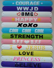 Silicone Slap Bracelet wholesale, custom printed logo