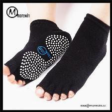 Morewin customized anti slip half toe yoga sock wholesale, custom printed logo Morewin customized anti slip half toe yoga sock wholesale, custom printed logo