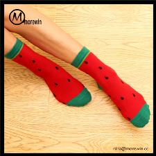 Morewin brand fruit pattern summer tube socks for girls wholesale, custom printed logo Morewin brand fruit pattern summer tube socks for girls wholesale, custom printed logo