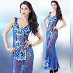 Sexy Maxi Mermaid Dress Real Silk Floral Embroidery See Through
