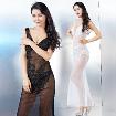 Sexy Transparent Backless Real Silk Lace Dress